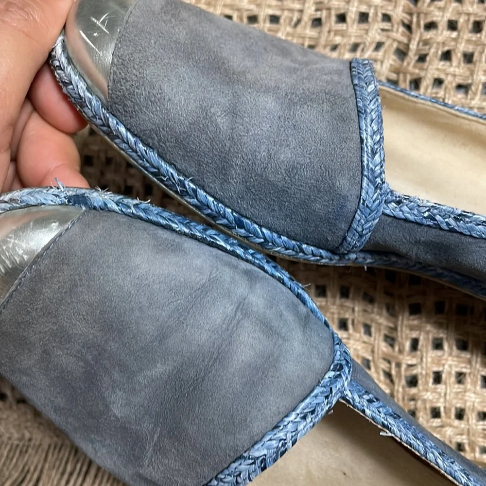 Stuart Weitzman Tipadrille Blue Jean Espadrille Mirror toe Shoes